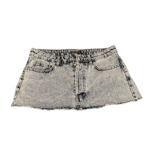 light-washed mini jean skirt